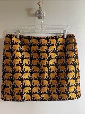 J. Crew Gold Elephant Jacquard Mini Skirt - Black & Gold